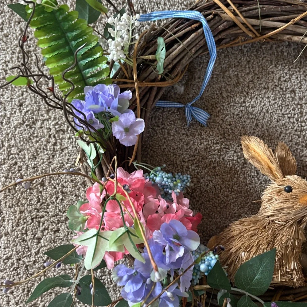 Floral Wreath with Bunny Decoration